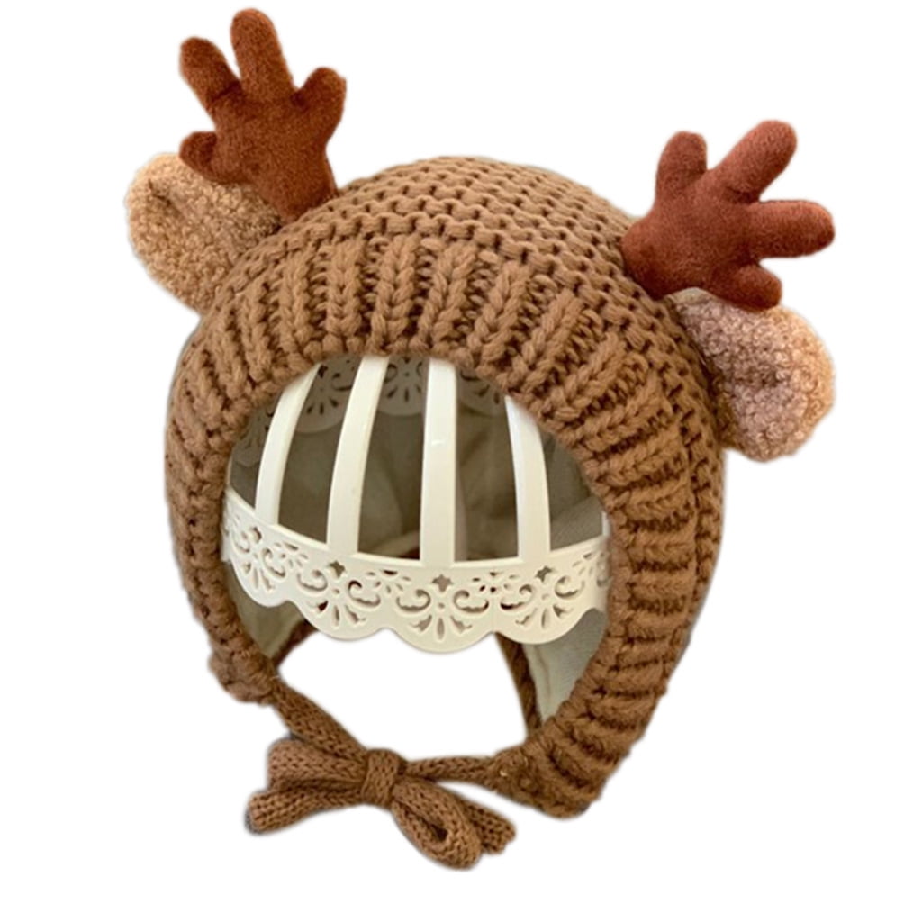 Peach Knit Baby Winter Cap with Cute Leaf Top – Soft & Warm main image 1