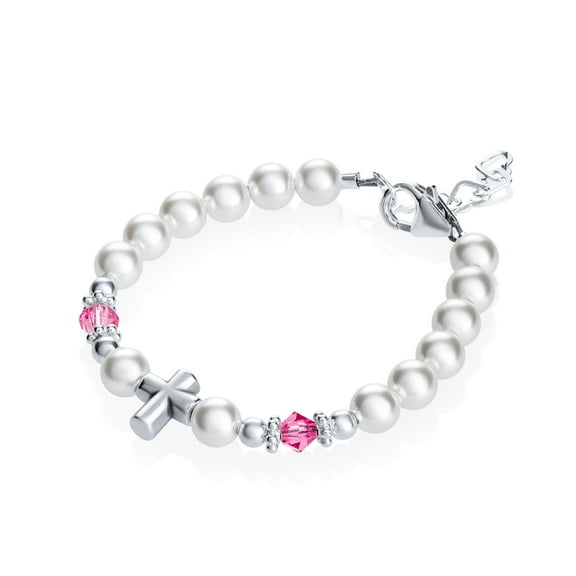 Infant Baptism Gift, Baby Bracelet Sterling Silver Cross (BSCHP)