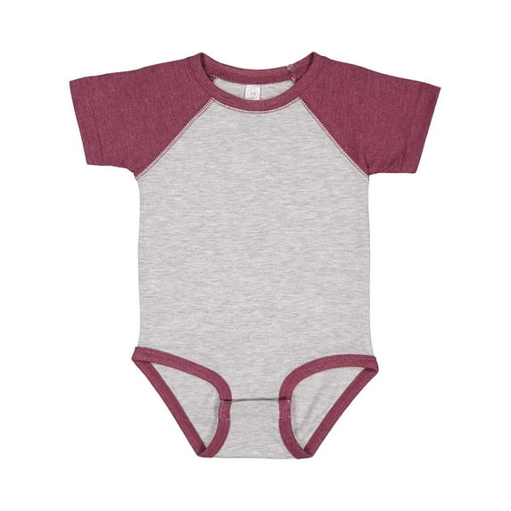 Infant Baseball Fine Jersey Bodysuit , Vintage Heather/ Vintage Burgundy , 18 months