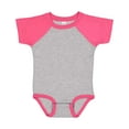 thumbnail image 1 of Infant Baseball Fine Jersey Bodysuit , Vintage Heather/ Vintage Hot Pink , Newborn, 1 of 1