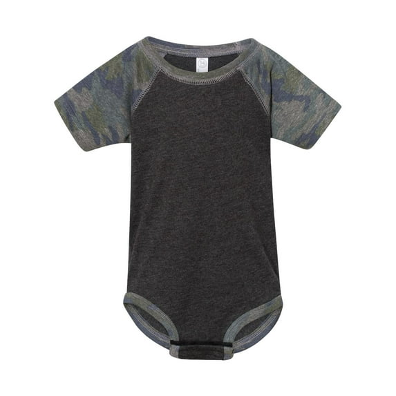 Infant Baseball Fine Jersey Bodysuit , Vintage Smoke/ Vintage Camo , 24 months