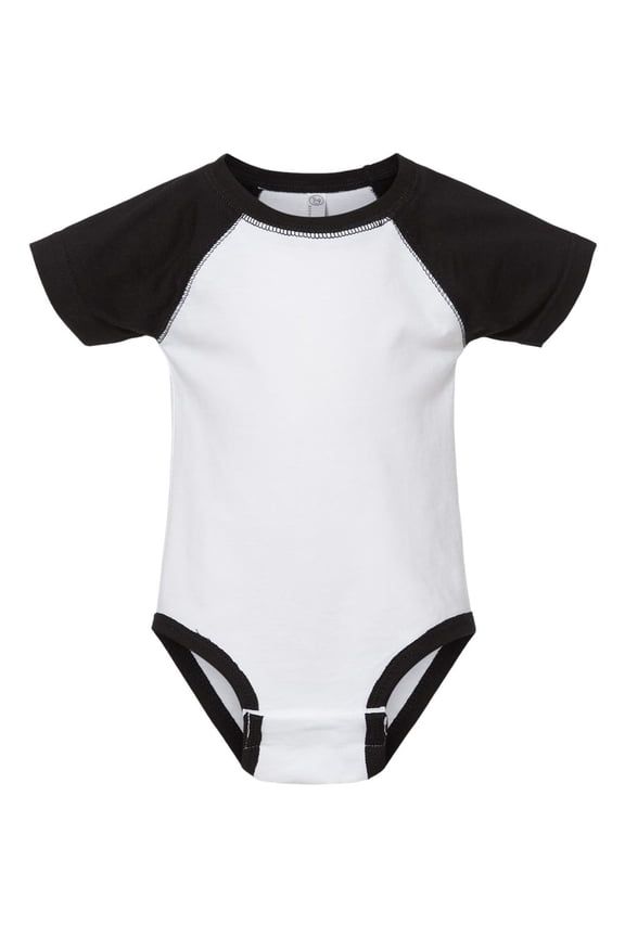 Infant Baseball Fine Jersey Bodysuit , White Solid/ Black , 6 months 