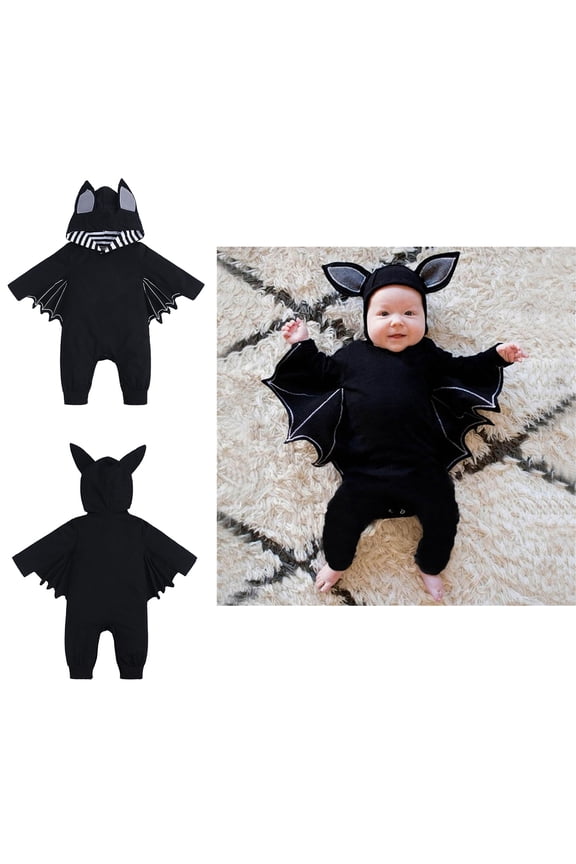 Infant Bat Costume Infant Halloween Costume Romper Jumpsuit with Hat Halloween Dress Up Party Photo Shoot 0-3 Months