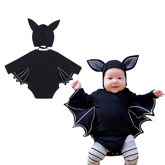 Bat Toddler Halloween Bodysuit Romper with Hat Halloween Outfit 12-18 Months