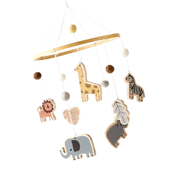 Infant Bed Mobile Natural Wool Craftsmanship Quiet Movement Baby Room Decorations Early Kids Education Sensory Toy