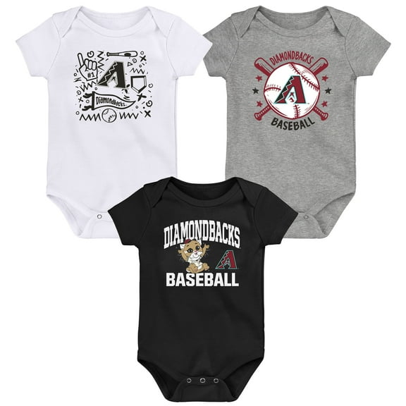 Infant  Black Arizona Diamondbacks Batter Up 3-Pack Bodysuit Set