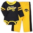 thumbnail image 1 of Infant Black/Gold Iowa Hawkeyes Little Kicker Long Sleeve Bodysuit and Sweatpants Set, 1 of 3