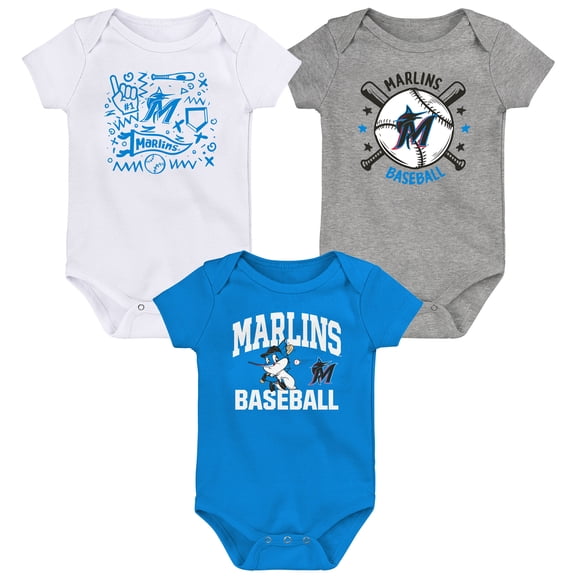 Infant  Blue Miami Marlins Batter Up 3-Pack Bodysuit Set
