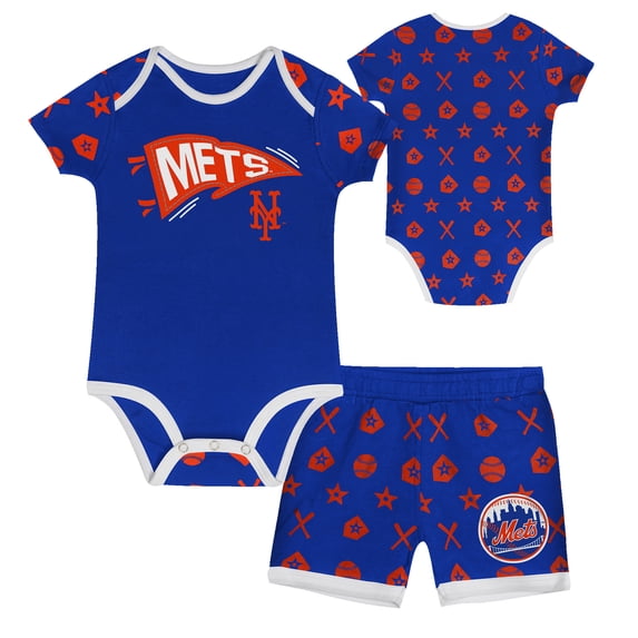 Infant Blue New York Mets On Deck 2-Piece Diaper Cover Set