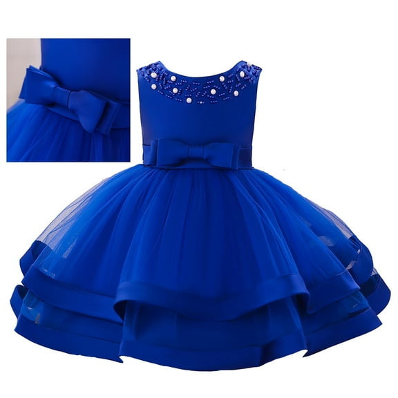 BlueDress Girls Ruffle Sleeveless Toddler Formal Dresses Junior Bridesmaid Dresses Kids Dress 3-6 M