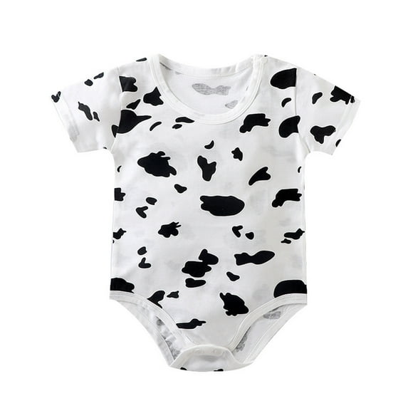 Infant Bodysuit Outfit Short Sleeve Crew Neck Baby Onesie Fashion Print Button Down Cotton Comfy Causal Baby Romper