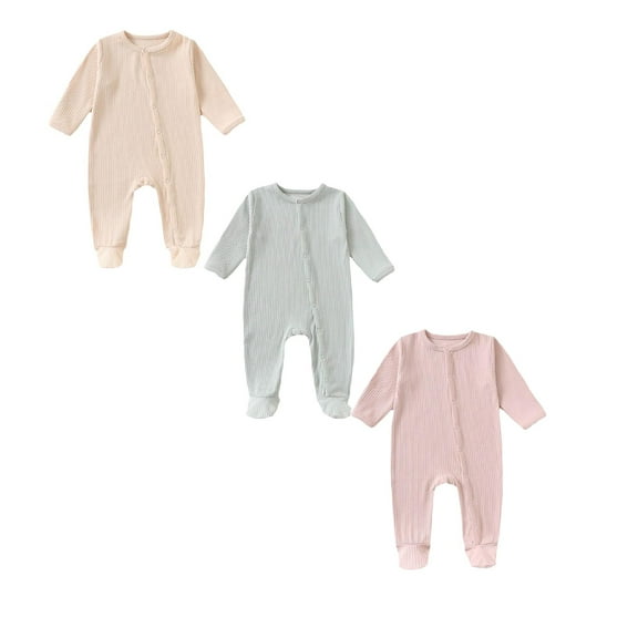 Bodysuit Pajamas Romper Jumpsuit Cotton Long Sleeves Sleeper Preemie Baby Girl Clothing 3PCS