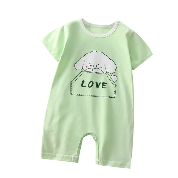 Infant Bodysuit Short Sleeve Crew Neck One-Piece Coverall Summer Cute Cartoons Print Baby Girl Boy Romper