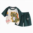 thumbnail image 1 of Boy Clothes Baby Toddler Summer Outfits Children's Cotton Cartoon Print Sleeveless Training 0 6 12 18 24 Months 2T 3T Crew Tank Tees+Shorts T-shirt with Elastic Waist Shorts 2PCS, 1 of 4