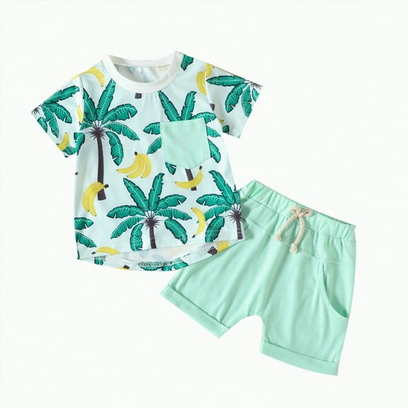 Boy Clothes Baby Toddler Summer Outfits Kids Spring Cotton Printed Short Sleeved Basketball 1t 2t 3t 4t 5t 6t T-shirt Shorts T-shirt with Elastic Waist Shorts Outfit 2-Piece Set