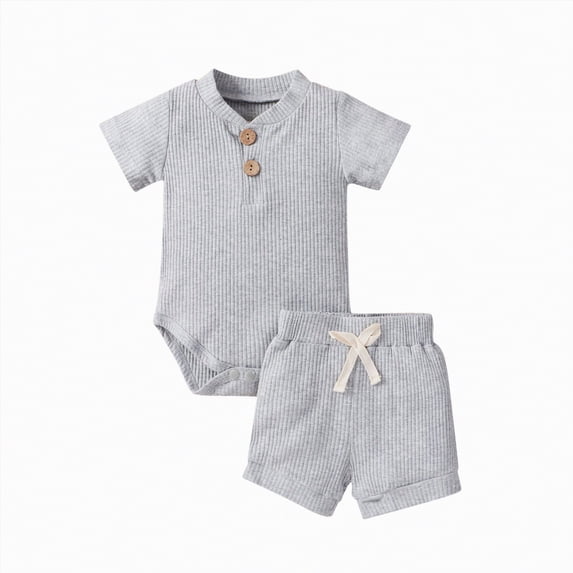 Boy Clothes Baby Toddler Summer Outfits Kids Unisex Spring Cotton Round Neck Printed Sleeveless Casual 6 12 18 24Months 2T 3T Children's Children Clothing Set 2-Piece