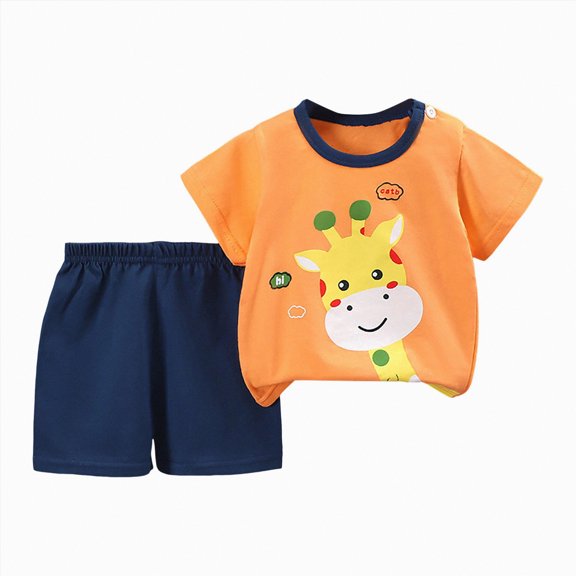 Infant Boy Clothes Boy's Kids Summer Cotton Elastic Print Short-sleeved Training 0 6 12 18 24 Months 2T 3T T-Shirt Pant 2Pcs/Set Tshirt Shorts 2-Piece