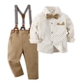 thumbnail image 1 of Boy Clothes Button down Shirt with Bowtie Suspender Pants 3 Pieces Gentleman Wedding Outfit Cute Baby Boy Outfits for Baby Boys 6-12 Months, 1 of 7