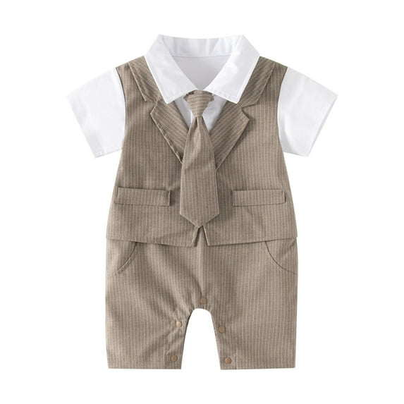 Boy Clothes Button down Shirt with Bowtie Vest Pants 4 Pieces Gentleman Wedding Outfit Baby Boy Outfit for Boys 6-9 Months