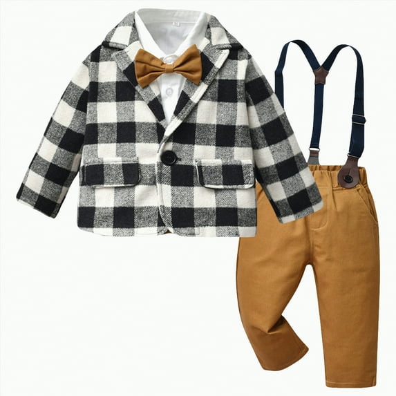 Boy Clothes Kids Boys Fall Winter Solid Long Sleeve 3M 6M 12M 18M Playwear Set Suits 2 PC