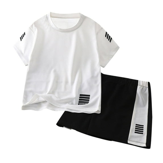Infant Boy Clothes Kids Unisex Summer Print Short Sleeve Sports Tshirt Shorts Clothes Boys Fall Outfits White 3 Years-4 Years