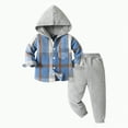 thumbnail image 1 of Boy Clothes Toddler Baby Autumn Winter Hooded Long Sleeve Elastic Waist 6 12 18 24 Months 2T 3T Everyday Outfit Set 2 PC, 1 of 9