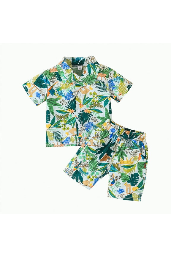 Boy Clothes Toddler Boys Girls Fashion Outfits Set Kids Summer Cotton Button Print Short Sleeved Running Suit 6 12 18 24Months 2T 3T Tops T-Shirt+Pants Shorts T-Shirt & Two Pieces