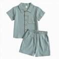 thumbnail image 1 of Boy Clothes Toddler Boys Summer Outfits Child Kids Spring Cotton Button Short-sleeved Sports 12 18 24 Month 3T 4T 5T T-Shirt+Pant 2Pcs/Set Tee & Shorts Set 2PCS, 1 of 8