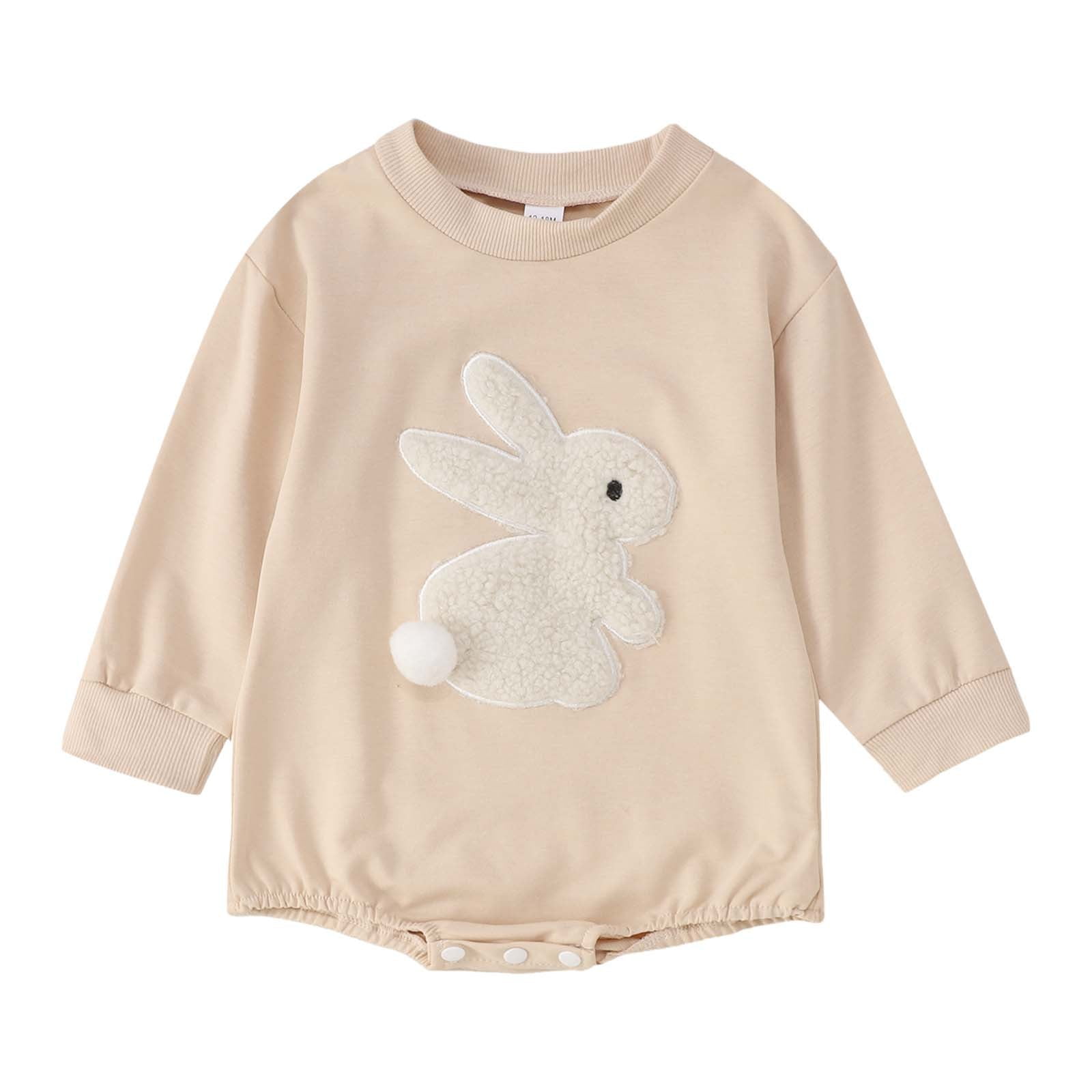Infant Boy Easter Outfit Cute Bunny Print Long Sleeve Baby Romper ...