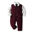 thumbnail image 1 of Boy Formal Gentleman Suits Formal Dress Shirt Vest Pants Baby Boy Outfit Boys Formal Outfit 6-12 Months, 1 of 9