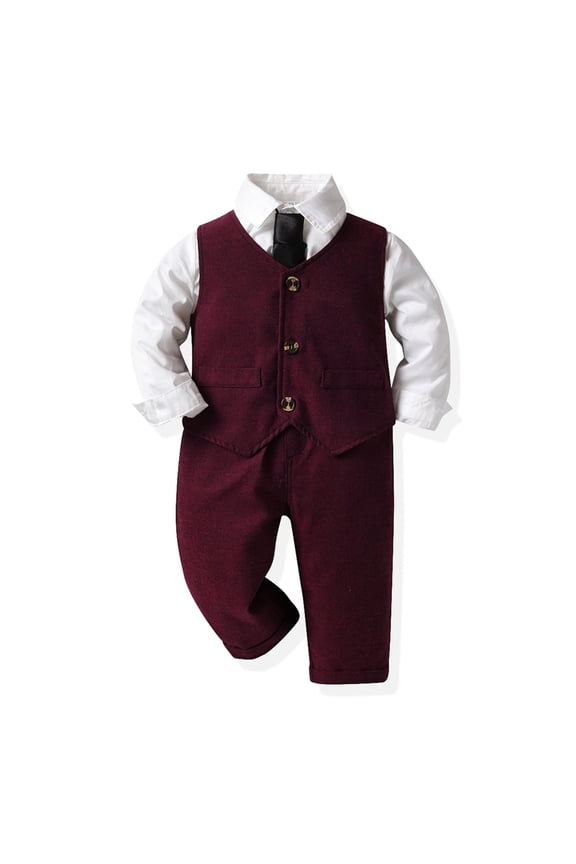 Boy Formal Gentleman Suits Formal Dress Shirt Vest Pants Baby Boy Outfit Boys Formal Outfit 6-12 Months