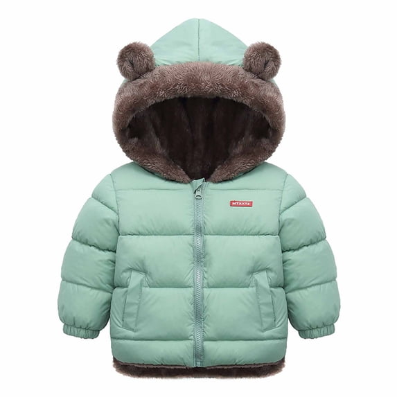 Infant Boy Girl Puffer Jacket Cute Coats Winter Windproof Snowsuits Warm Outerwear Green 5-6 Years