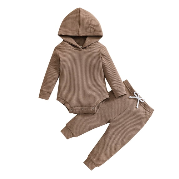 Infant Boy Hoodie & Jogger Set, Baby Girl Hooded Bodysuits and Sweatpants Sets Fall Winter 2 Piece Outfits Sets