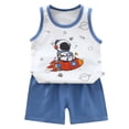 thumbnail image 1 of Infant Boy Pajamas Sleepwear Set Dinosaur Tee Shorts 12-18 Months 18-24 Months 2-3 Years Breathable Cotton Jersey Pullover School Day Skin Friendly (3-9 Months,Sky Blue), 1 of 9