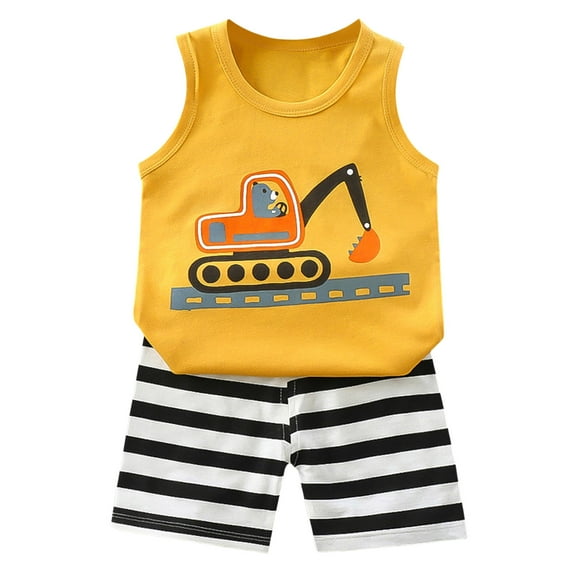 Infant Boy Pajamas Sleepwear Set Dinosaur Tee Shorts 12-18 Months 18-24 Months 2-3 Years Breathable Cotton Jersey Pullover School Day Skin Friendly (9-18 Months,Orange)