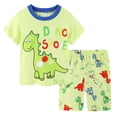 thumbnail image 1 of Infant Boy Pajamas Sleepwear Set Dinosaur Tee Shorts 2-3 Years 3-4 Years 4-5 Years Breathable Cotton Jersey Pullover School Day Skin Friendly (4-5 Years,Light Green), 1 of 4