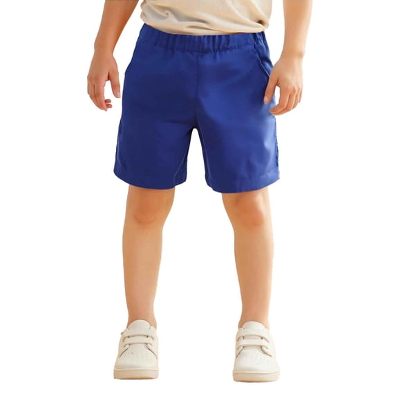 Boy Shorts Solid Color Waist Elastic Sport Boys Holiday Clothing,Blue,Size 6-12 Months