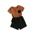 thumbnail image 1 of Infant Boy Summer Set, Round Neck Short Sleeve Button Tops + Elastic Waist Shorts, 1 of 8