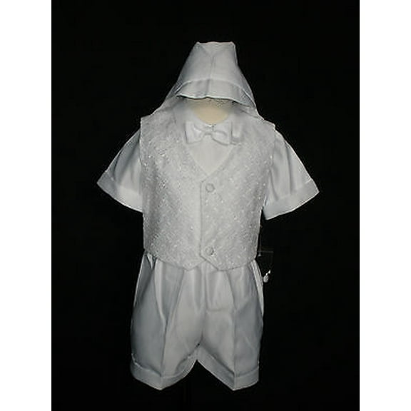 Infant Boy & Toddler Christening & Baptism Formal Vest Suit White S M- 2T 3T 4T