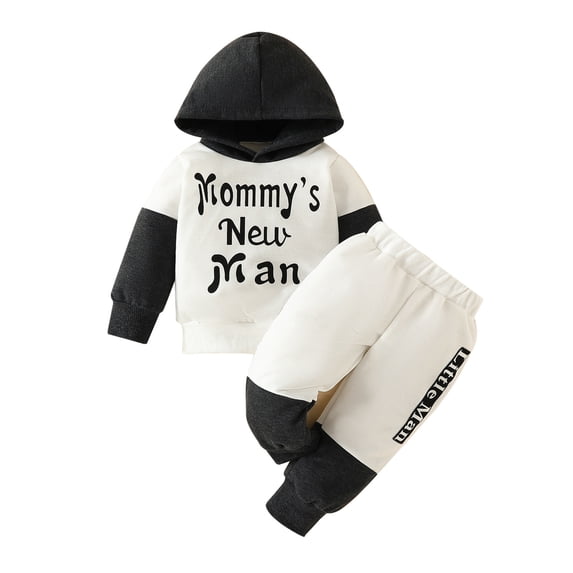 Infant Boy's Outfit Set Letter Print Hoodie and Sweatpant Autumn Winter Sports Sweatsuit