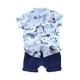 thumbnail image 1 of Boy's Outfit Sets Cute Cartoon Dinosaur Print Short Sleeved Shirt With Shorts Set, 1 of 3