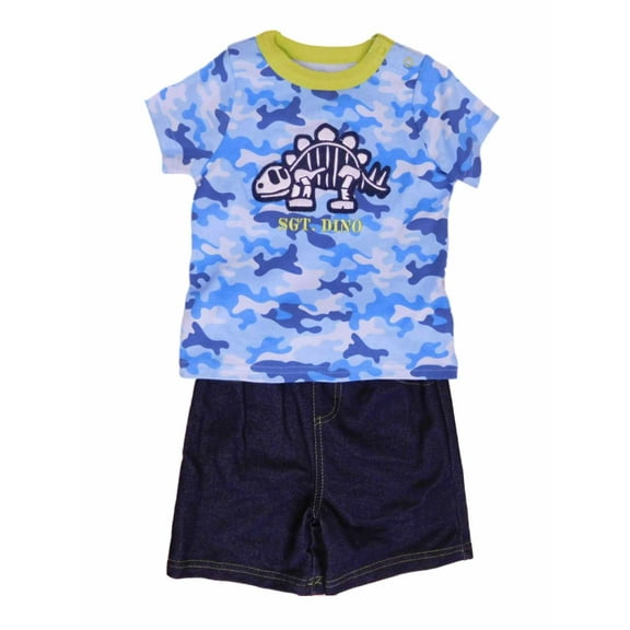 Infant Boys 2-Piece Camouflage Dinosaur T-Shirt & Short Set 0-3m