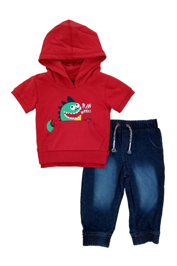 Infant Boys 2-Piece Dinosaur Monster Hoodie & Denim Pants Set 12m