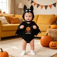 thumbnail image 1 of Infant Boys 2 Piece Outfits Fall Outfits Batwing Sleeve Bodysuit with Hat Sets Size 9-12 Months ,Black, 1 of 3