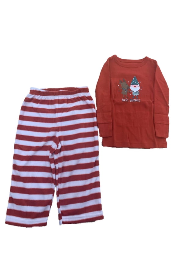 Infant Boys 2PC Christmas Holiday Santa Claus Reindeer Best Buddies Pajamas 12M