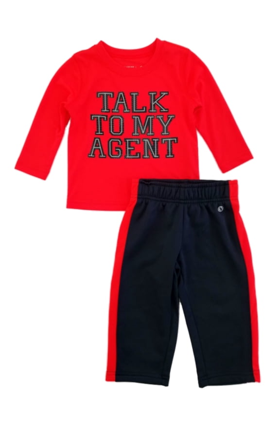 Infant Boys 2pc. Bright Orange/Black Talk To My Agent Shirt & Pants Set 12m