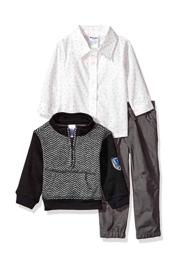 Infant Boys 3-Piece Black Sweater Woven Shirt & Pant Set
