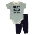 thumbnail image 1 of Infant Boys Best Kid Ever Baby Outfit Blue Stripe Bodysuit & Pants Set NB, 1 of 1