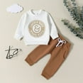 thumbnail image 1 of Infant Boys Clothes Sets Long Sleeve Letter Prints Pullover Sweatshirt Tops Pants Outfits Outfits Size 9-12 Months ,White, 1 of 8