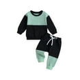 thumbnail image 1 of Infant Boys Fall Outfits Contrast Color Crew Neck Long Sleeve Sweatshirts and Elastic Waist Long Pants Set, 1 of 7